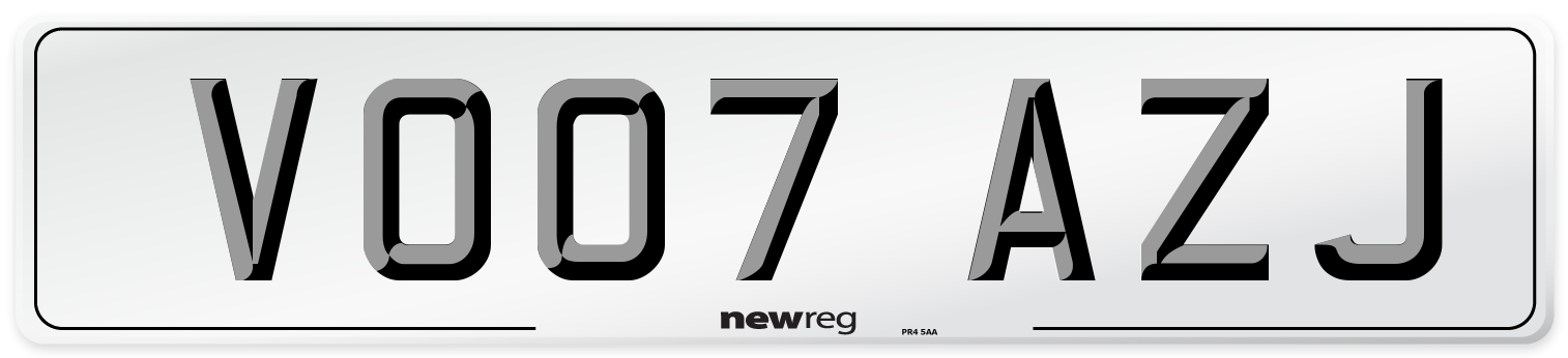 VO07 AZJ Number Plate from New Reg